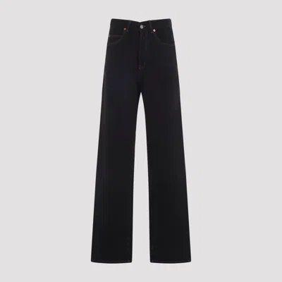 Saint Laurent Women's V-waist Long Cotton Jeans, Fall/winter 2025 In Black