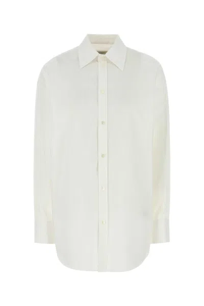 Saint Laurent Cassandre Cotton Poplin Shirt In White