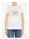Saint Laurent White T-shirt With Graphic Print On The Front In Cotton Woman In Naturlvert