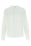 Saint Laurent Cotton Shirt With Buttoned Cuffs And Straight Hem In White