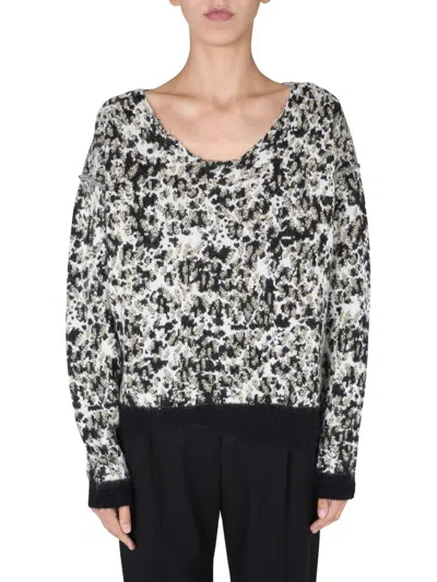 Saint Laurent Women Wide Neck Sweater In Black