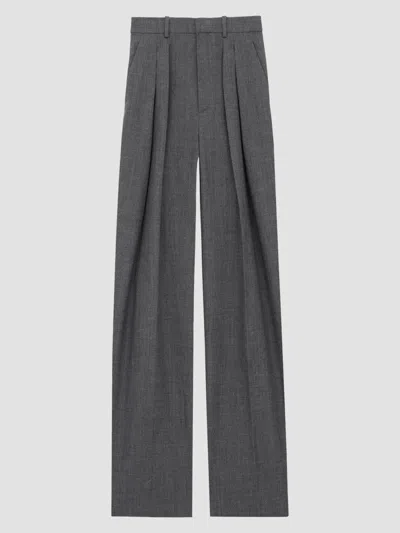 Saint Laurent Women's Wide-leg Pants In Wool In Gray