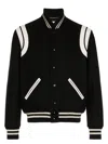 Saint Laurent Teddy Leather-trimmed Recycled Wool-blend Bomber Jacket