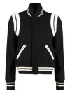 Saint Laurent Teddy Leather-trimmed Recycled Wool-blend Bomber Jacket