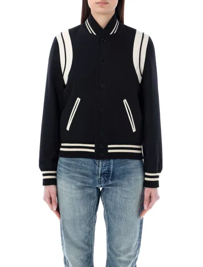 Saint Laurent Women's Wool Blend Teddy Jacket In Black For Ss24
