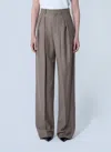 Saint Laurent Wide Taupe Beige Wool Trousers Women In Brown