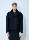 Saint Laurent Women Wool Coat In Blue