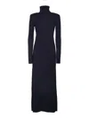 Saint Laurent Virgin Wool Long Dress In Black