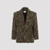 Saint Laurent Multicolor Wool Oves Aries Full-length Jacket In Green