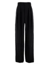 Saint Laurent Wool Trousers With Wide Leg And Pleats In Black