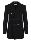Saint Laurent Double-breasted Wool Jacket Notched Lapels In Black