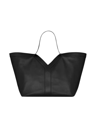 Saint Laurent Women's Y Tote Shoulder Bag In Leather In Black