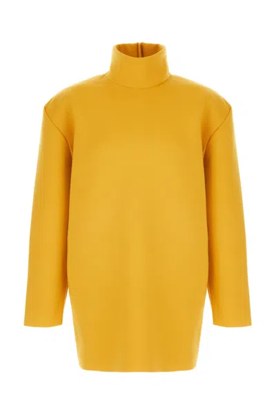 Saint Laurent Women Yellow Solid Turtle Neck Sweater