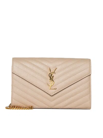 Saint Laurent Women Ysl Logo Quilted Leather Wallet On Chain Bag