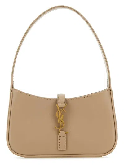 Saint Laurent Women's Ysl M.bag Hobo 5a7 Queens Calf In Darkbeige