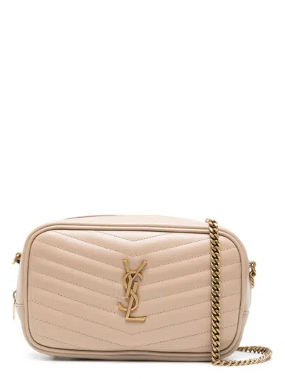 Saint Laurent Women's Ysl M.bag Mono Vitello Piumott In Darkbeige