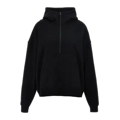 Saint Laurent Womens Black Camionneur Trucker Fleece Hoodie