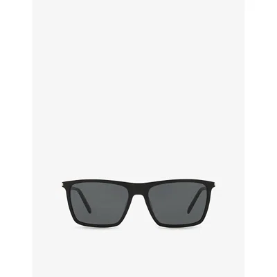 Saint Laurent Womens Black Sl 668 Rectangle-frame Acetate Sunglasses