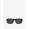 Saint Laurent Womens Sl 689 Rectangle-frame Acetate Sunglasses Black In Black