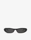 Saint Laurent Womens Black Sl557 Rectangular-frame Acetate Sunglasses In Black