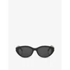 Saint Laurent Womens Black Slm148 Cat Eye-frame Acetate Sunglasses