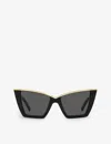 Saint Laurent Womens Black Ys000435 Sl 570 Cat-eye Acetate Sunglasses In Black