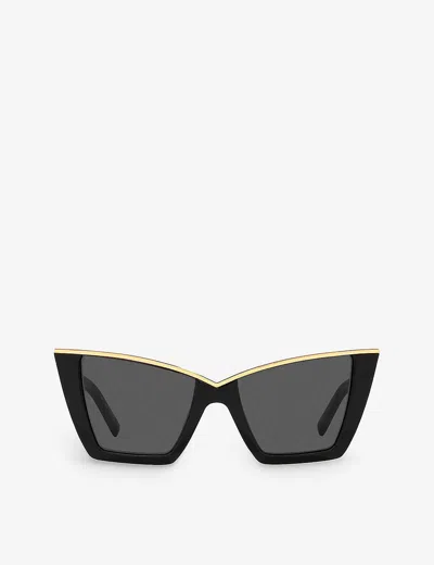 Saint Laurent Womens Black Ys000435 Sl 570 Cat-eye Acetate Sunglasses