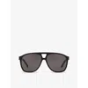 Saint Laurent Womens Black Ys000473 Sl 596 Dune Rectangle-frame Acetate Sunglasses In Black