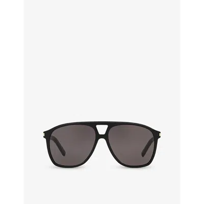 Saint Laurent Womens Black Ys000473 Sl 596 Dune Rectangle-frame Acetate Sunglasses