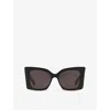 Saint Laurent Womens Ys000488 Blaze Rectangle-frame Acetate Sunglasses Black In Black