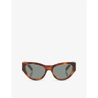 Saint Laurent Womens Brown Cat-eye Tortoiseshell Acetate Sunglasses