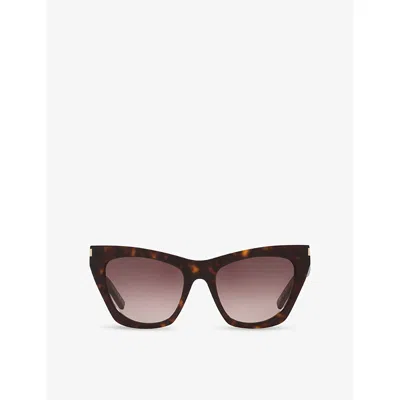 Saint Laurent Womens Brown Sl 214 Kate Cat-eye Acetate Sunglasses