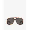 Saint Laurent Womens Brown Sl 652 Pilot-frame Acetate Sunglasses In Brown