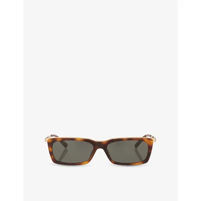 SAINT LAURENT WOMENS BROWN SL 766 RECTANGLE-FRAME ACETATE SUNGLASSES