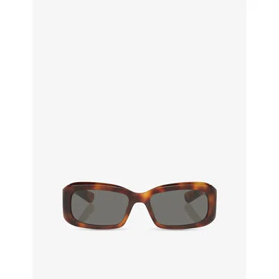 SAINT LAURENT WOMENS BROWN SL 809 RECTANGLE-FRAME ACETATE SUNGLASSES