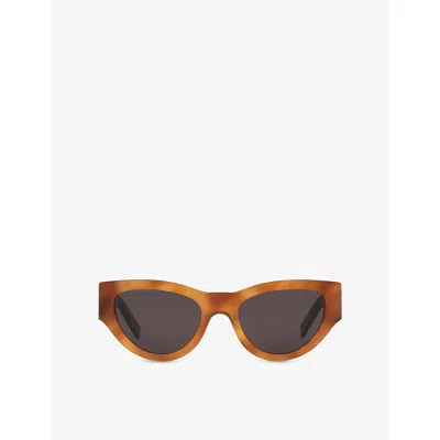 Saint Laurent Womens Brown Sl M94 Cat-eye Acetate Sunglasses