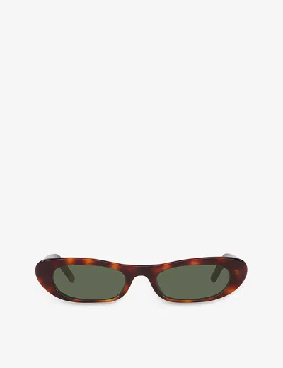 SAINT LAURENT WOMENS SL557 RECTANGULAR-FRAME ACETATE SUNGLASSES BROWN,64468458