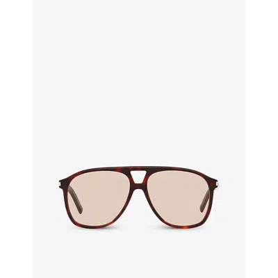 Saint Laurent Womens Brown Ys000473 Sl 596 Dune Rectangle-frame Acetate Sunglasses