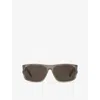 Saint Laurent Womens Ys000575 Sl 689 Rectangle-frame Acetate Sunglasses Brown In Brown