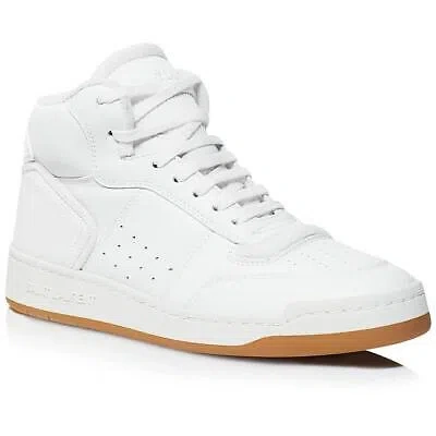 Pre-owned Saint Laurent Womens Faux Leather Lifestyle High-top Sneakers Athletic Bhfo 8022 In White/white