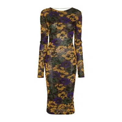 Saint Laurent Womens Floral-print Backless Maxi Dress In Black