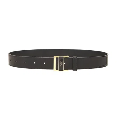 Saint Laurent Womens Gio Belt In Box Leather In Black