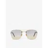 Saint Laurent Womens Gold Sl 309 Square-frame Metal Sunglasses In Gold