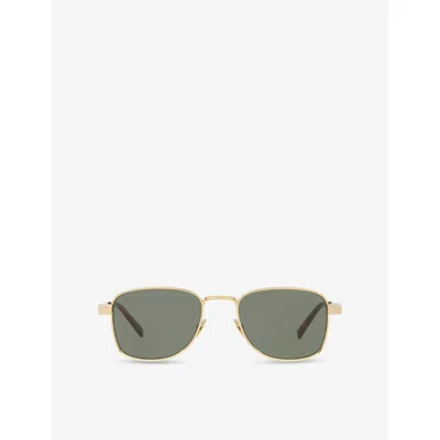 Saint Laurent Womens Gold Sl 741 Rectangular-frame Metal Sunglasses