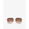 Saint Laurent Womens Gold Sl312 M Square-frame Metal Sunglasses In Gold