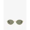Saint Laurent Womens Gold Sl692 Oval-frame Metal Sunglasses In Gold