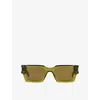 Saint Laurent Womens Green Ys000459 Rectangle-frame Acetate Sunglasses In Green
