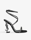 Saint Laurent Opyum Ysl Strass Ankle-strap Sandals In Blk/other
