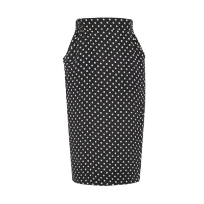 Saint Laurent Womens Polka-dot Silk-chiffon Midi Skirt In Black