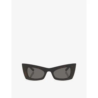 Saint Laurent Womens Brown Sl 702 Cat Eye-frame Injected Sunglasses